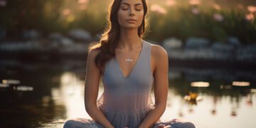 Woman practicing mindfulness breathing technique