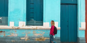 Woman walking down the street